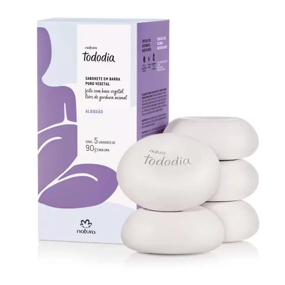 Sabonete hidratante em barra Natura Todo dia -Algodão- 5 unid