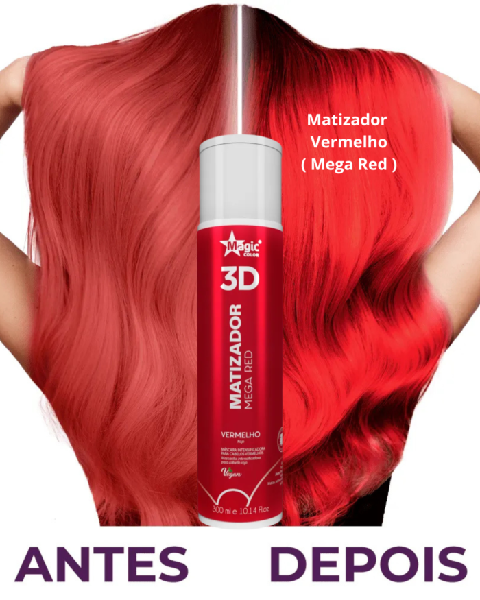 Matizador Magic Color- 3D Mega Red - Efeito Vermelho - 300ml - Imagem 3