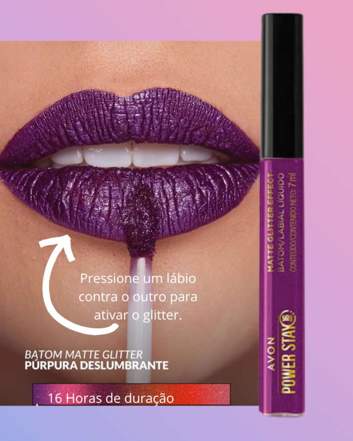 Batom Líquido Matte Glitter Effect Avon Power Stay - Imagem 7