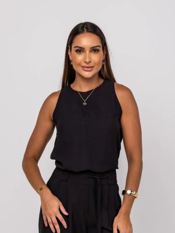 Regata Viscolinho Alças Largas Salvatore Fashion