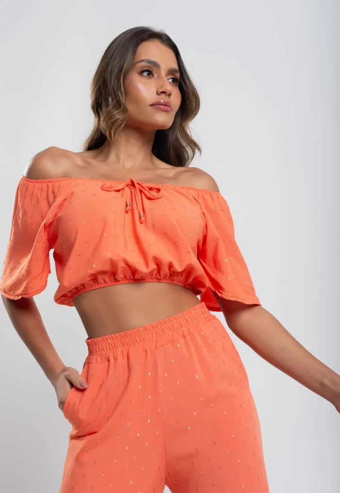 Cropped　blusa Ciganinha Lurex Salvatore Fashion - Imagem 10