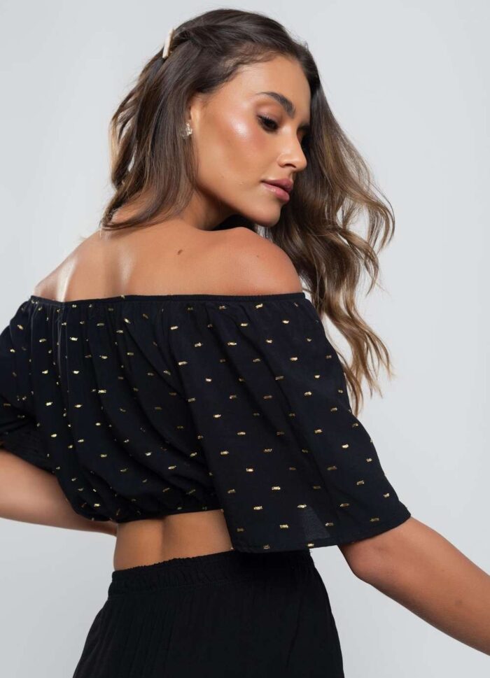 Cropped　blusa Ciganinha Lurex Salvatore Fashion - Imagem 6