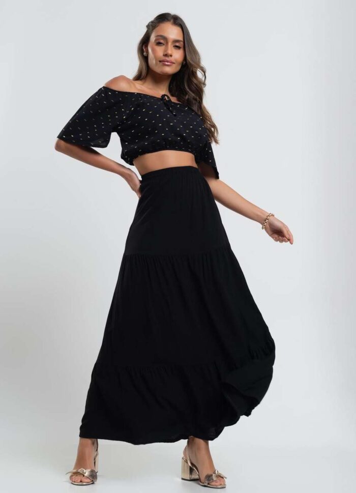 Cropped　blusa Ciganinha Lurex Salvatore Fashion - Imagem 7