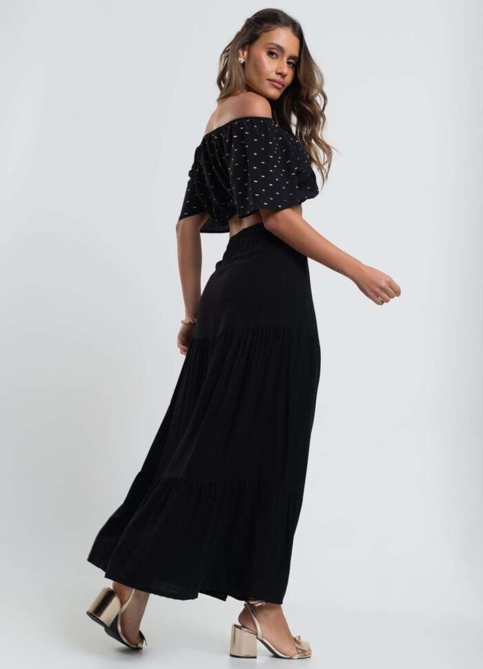 Cropped　blusa Ciganinha Lurex Salvatore Fashion - Imagem 8