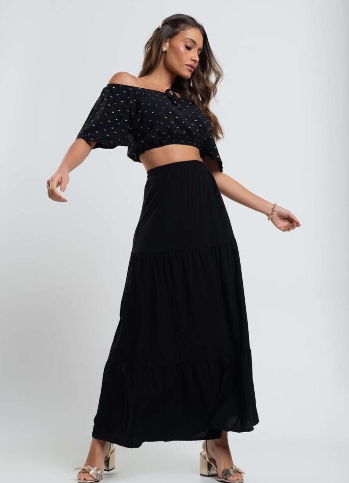 Cropped　blusa Ciganinha Lurex Salvatore Fashion - Imagem 9