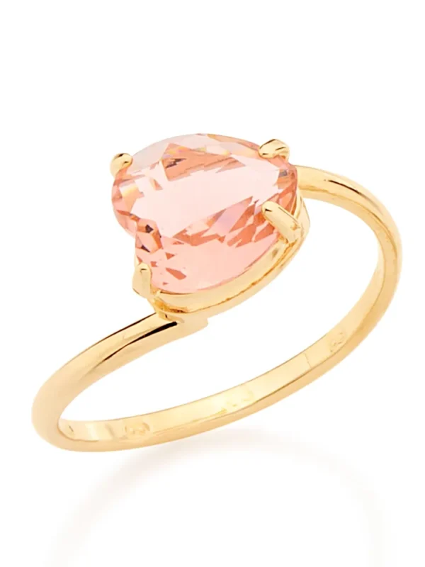 ANEL SOLITÁRIO BANHADO A OURO 18K COM CRISTAL 511598 18 29-Rommanel