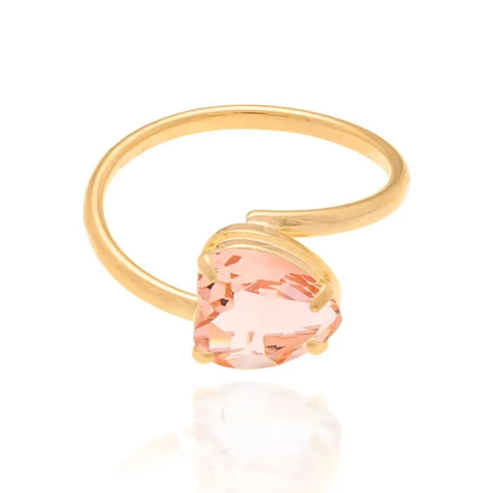 ANEL SOLITÁRIO BANHADO A OURO 18K COM CRISTAL 511598 18 29-Rommanel - Imagem 2