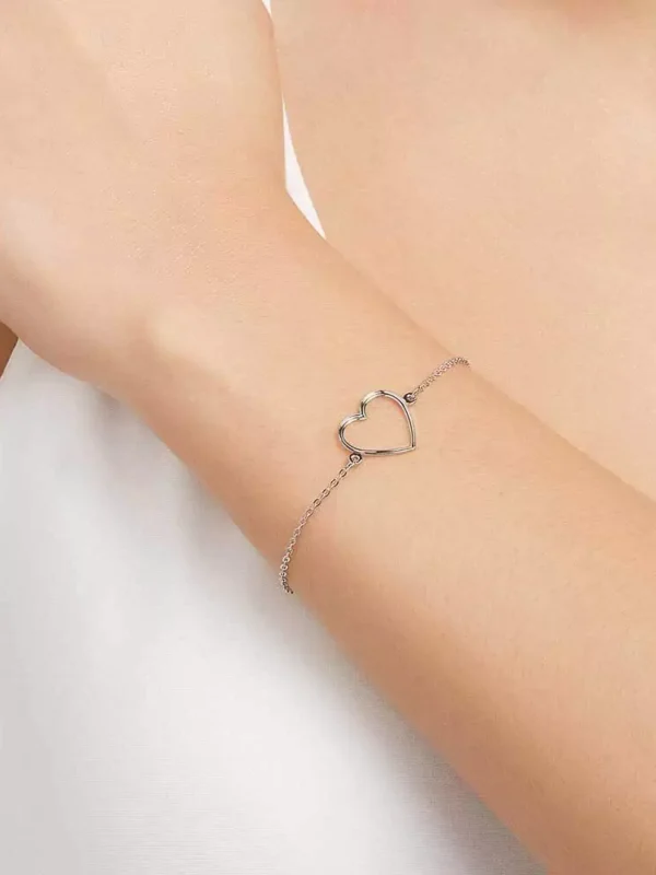 Pulseira com coração banhada a platina Tam 19- 3500031900 Rommanel