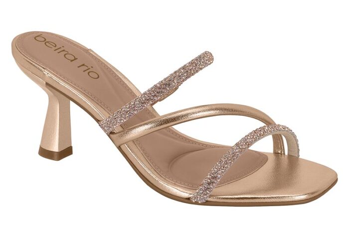 Tamanco Salto Beira Rio Gold e Pink Feminino