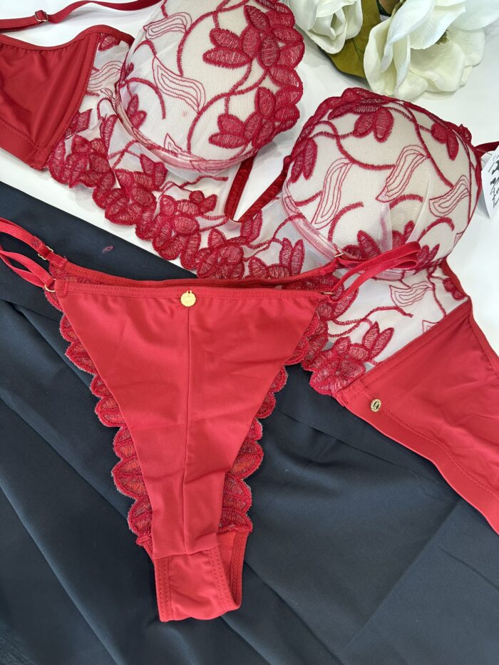Conjunto Lingerie Luxo com Tule Bordado - Imagem 12