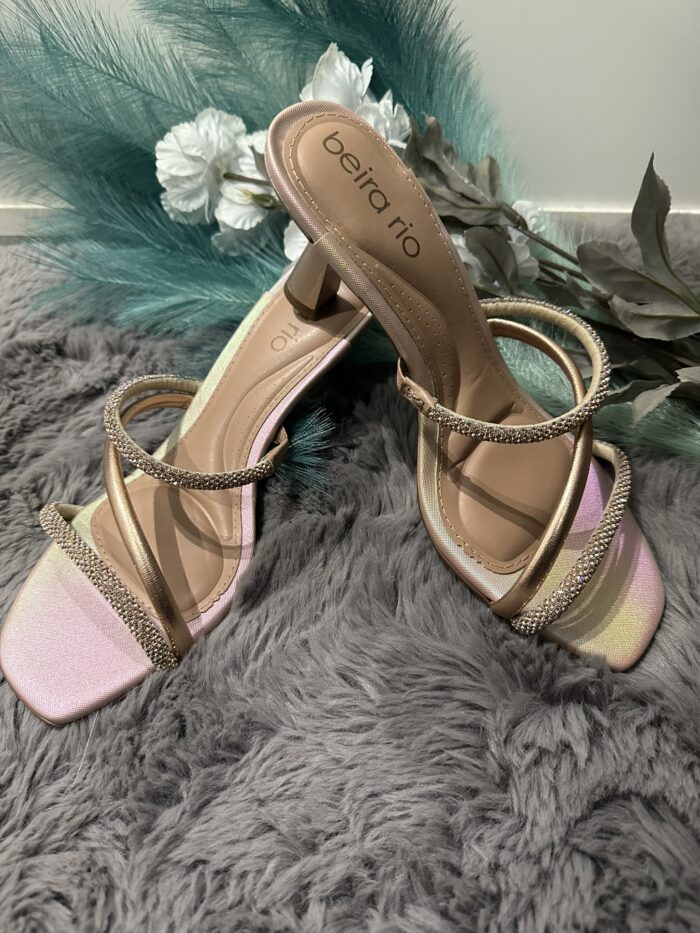 Tamanco Salto Beira Rio Gold e Pink Feminino - Imagem 5