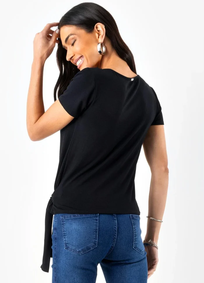 Quintess - Blusa Preto em Malha de Viscose-3688886 - Imagem 4