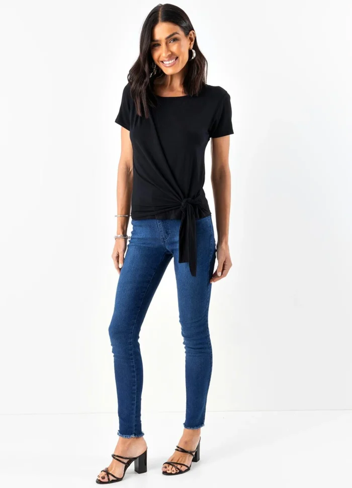 Quintess - Blusa Preto em Malha de Viscose-3688886 - Imagem 2