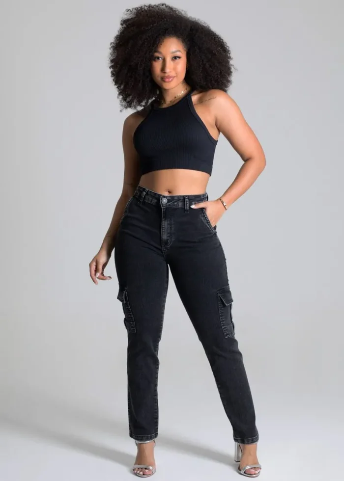 Calça Jeans Sawary Reta Cargo - 277648
