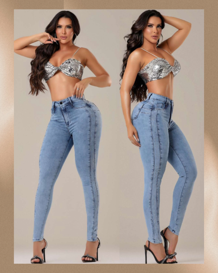 Calça Jeans Feminina com strass Models Premium Collection - C528-01