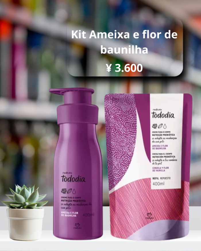 Kit Natura Tododia Hidratante e Refil Ameixa e Flor Baunilha