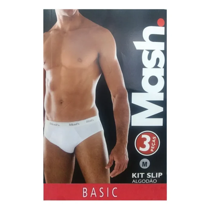 Kit 3 Cuecas Slip Algodão chumbo/branco/preto - Imagem 2