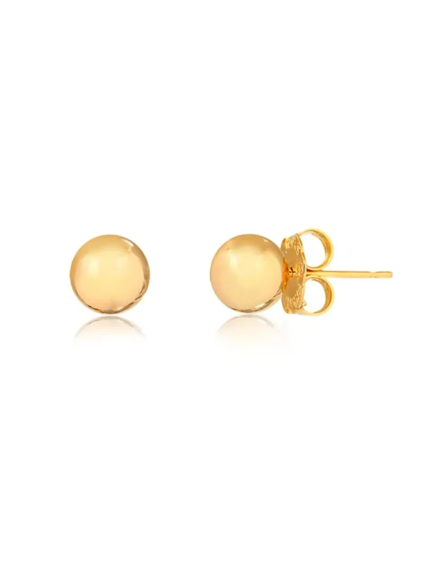 Brinco de bolinha lisa folheado em ouro 18k