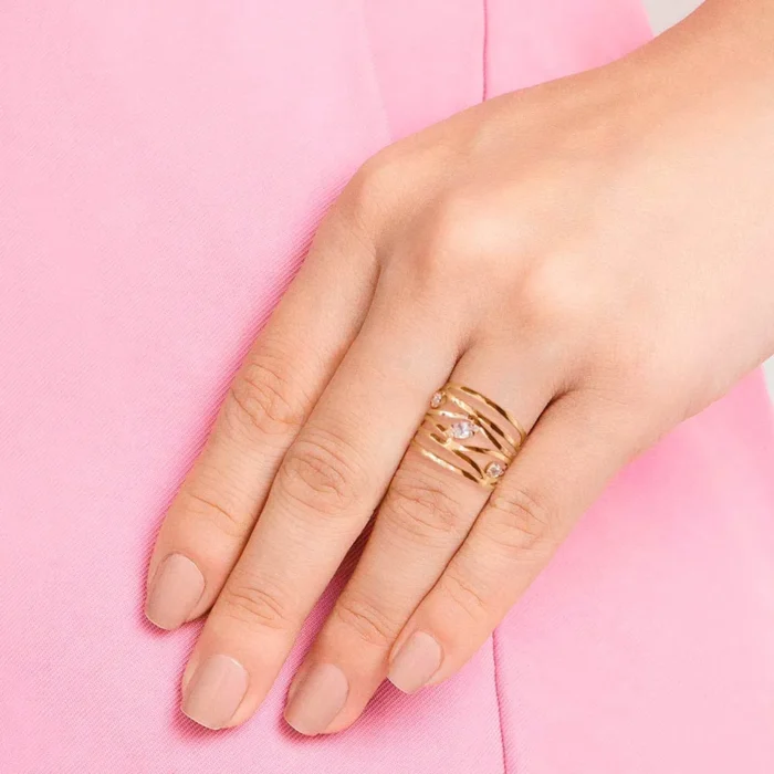 Rommanel - ANEL BANHADO A OURO 18K COM ZIRCÔNIAS - Imagem 2