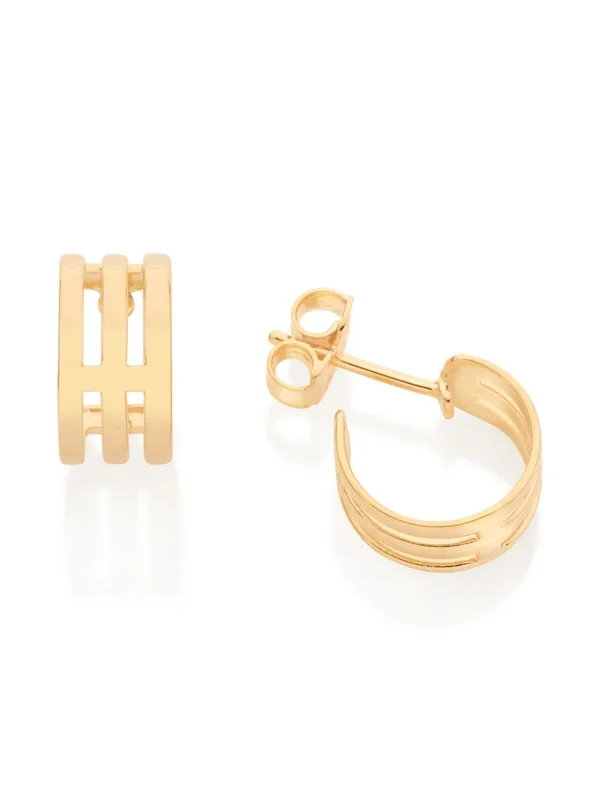 Rommanel-BRINCO ARGOLA TRIPLA BANHADO A OURO 18K -