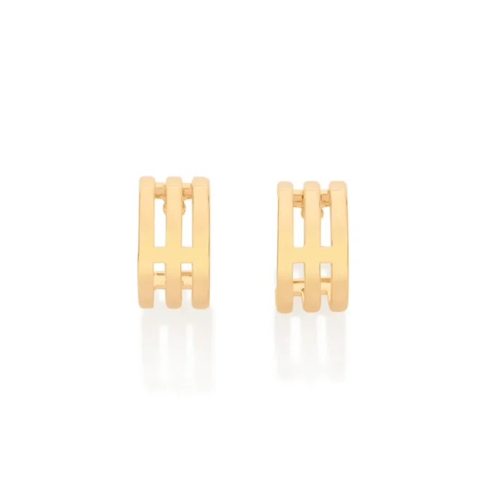 Rommanel-BRINCO ARGOLA TRIPLA BANHADO A OURO 18K - - Imagem 3