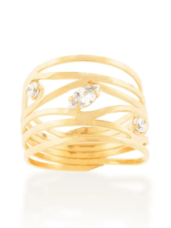 Rommanel - ANEL BANHADO A OURO 18K COM ZIRCÔNIAS