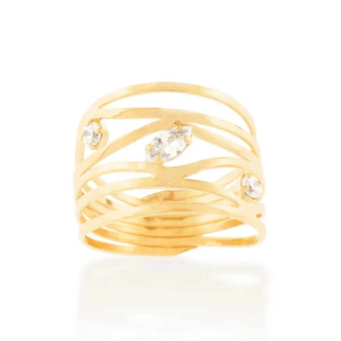 Rommanel - ANEL BANHADO A OURO 18K COM ZIRCÔNIAS