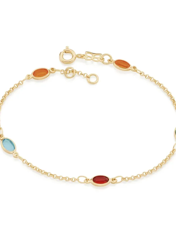 Rommanel-PULSEIRA BANHADA A OURO 18K COM CRISTAIS COLORIDOS - TAM.19 5516241914