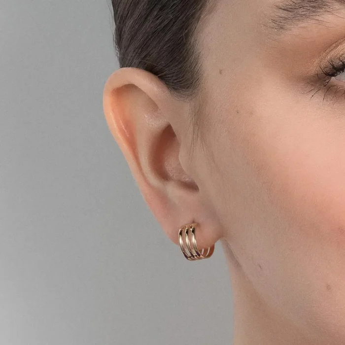 Rommanel-BRINCO ARGOLA TRIPLA BANHADO A OURO 18K - - Imagem 2
