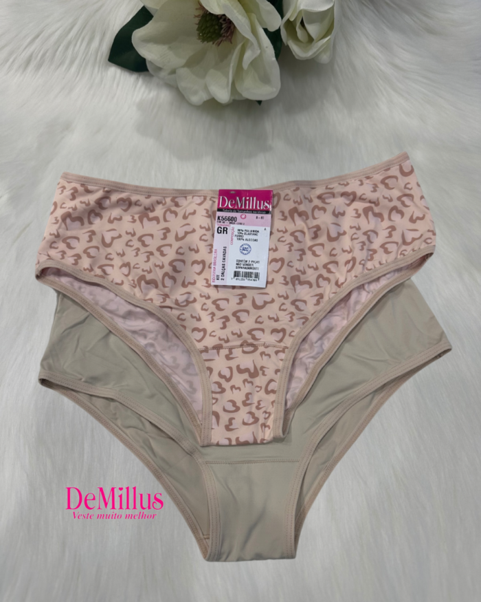 Kit 2 Calcinhas Cavadas Onca liso 2 DeMillus (K56600 - Imagem 2