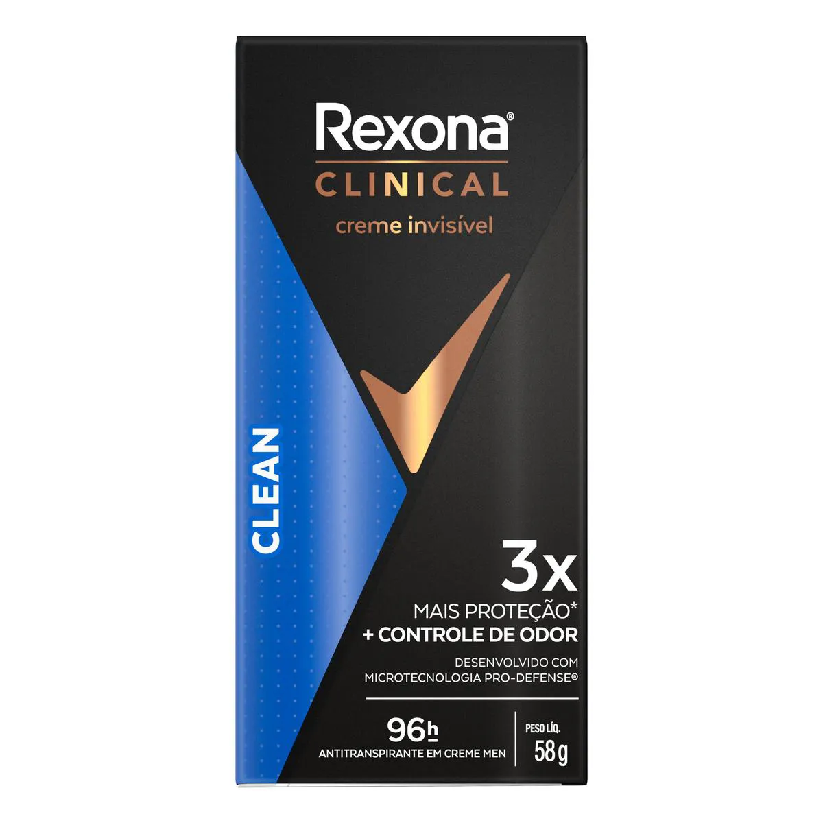 Desodorante Rexona Men Clinical Clean Antitranspirante Masculino 96h Creme 58g - Imagem 2