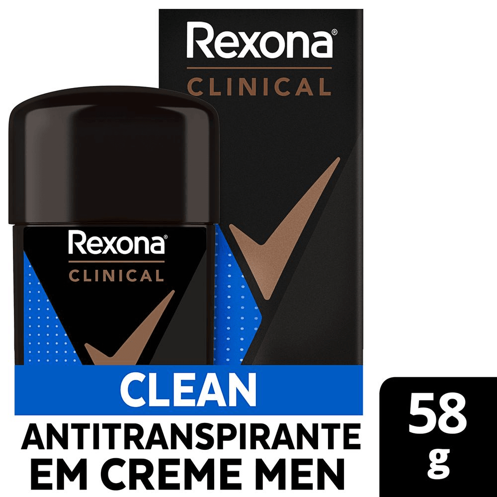 Desodorante Rexona Men Clinical Clean Antitranspirante Masculino 96h Creme 58g