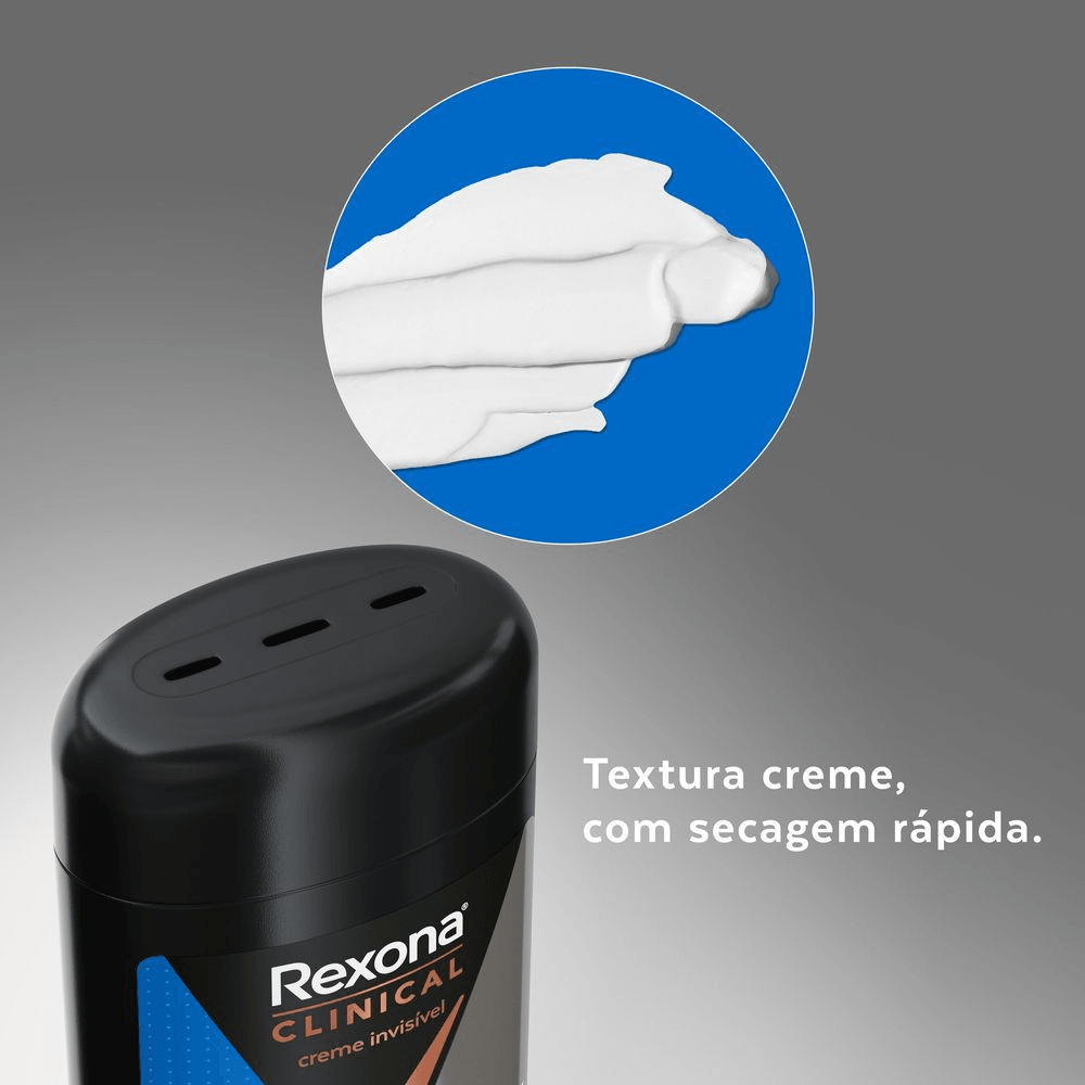 Desodorante Rexona Men Clinical Clean Antitranspirante Masculino 96h Creme 58g - Imagem 3