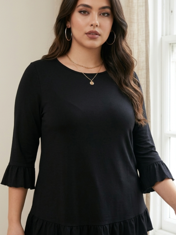 Blusa Viscose manga 7/8 com babados