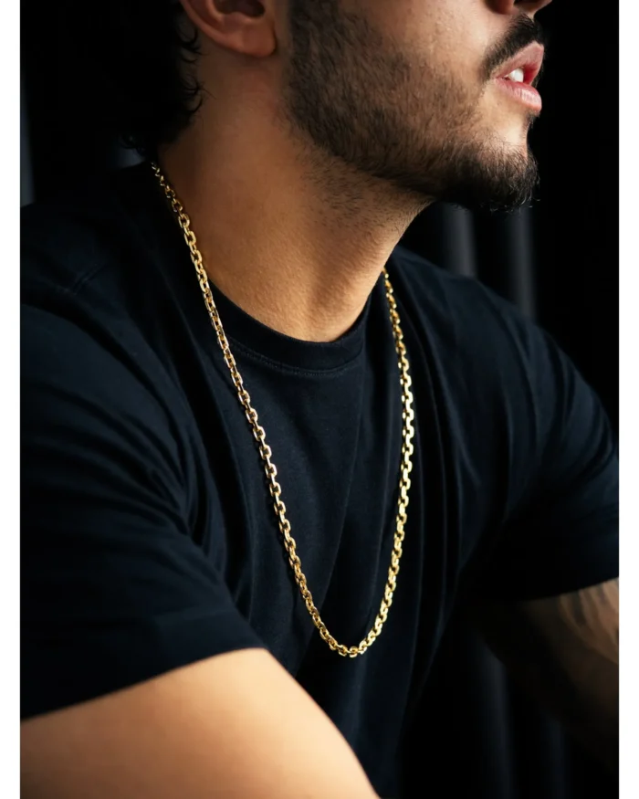 Corrente Masculina Elo Cadeado folheado em ouro 18k- CL050 - Imagem 4