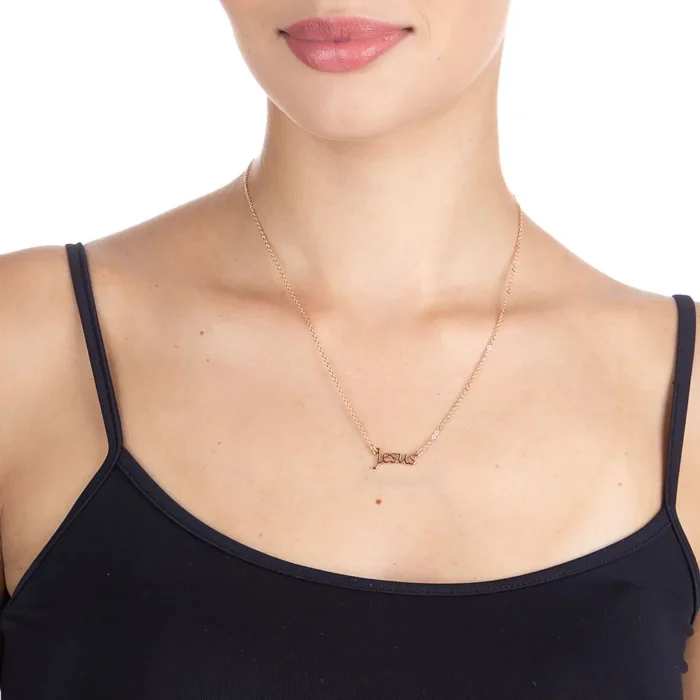 GARGANTILHA BANHADA A OURO 18K ESCRITO JESUS - TAM.50 5318435000 - Imagem 2
