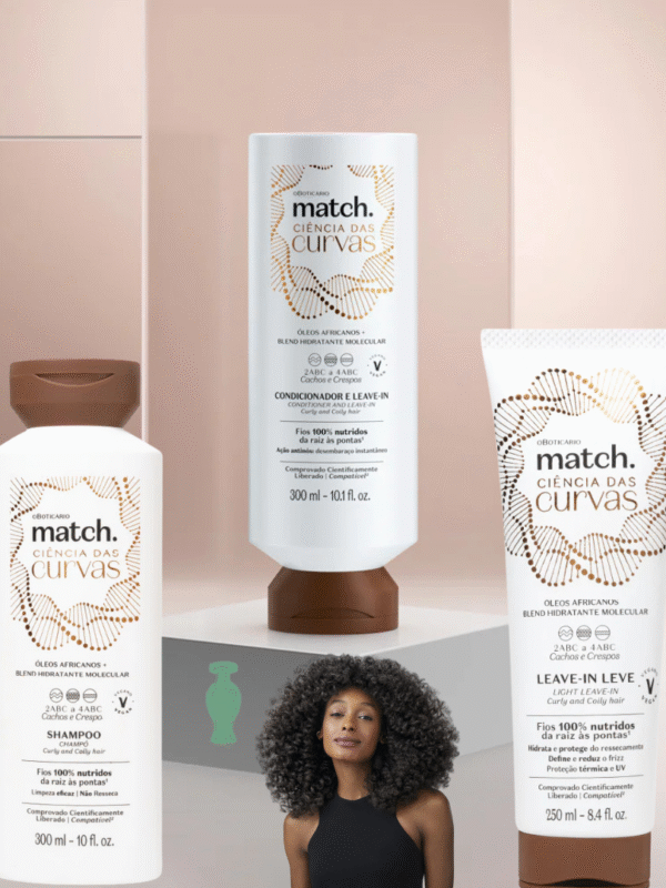 Combo Match Ciência das Curvas : Shampoo 300ml + Condicionador 300ml + Leave-in 250ml
