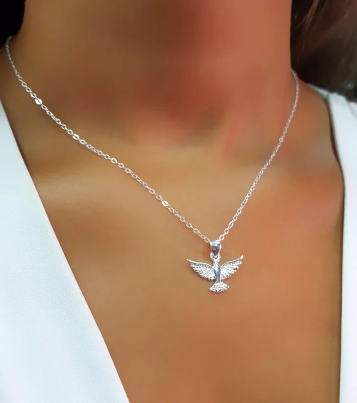 Colar Mini Elo com Pingente Espírito Santo Stell Prateado -Bijuteria - Imagem 5