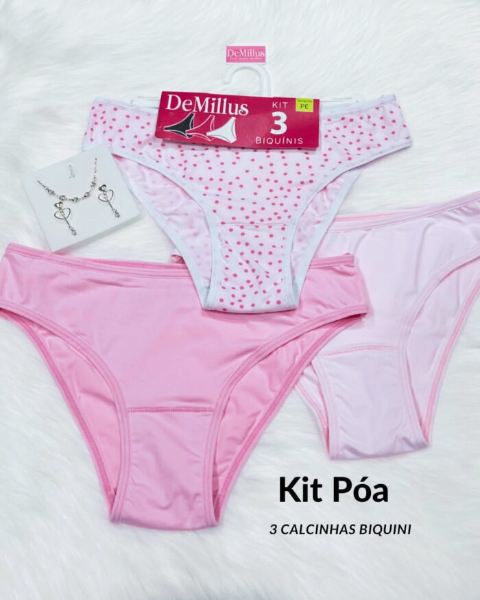 Kit com 3 Calcinhas Biquíni Demillus 53300 - Imagem 4