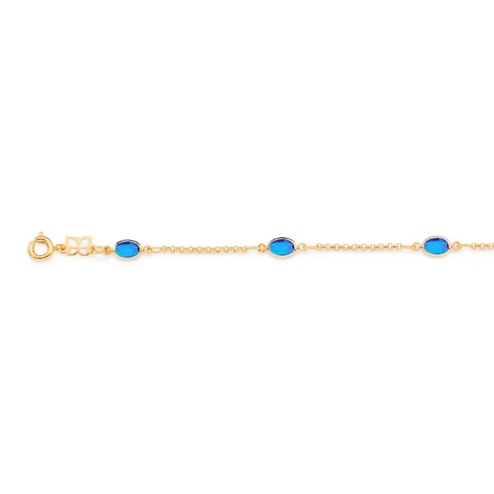 Rommanel PULSEIRA BANHADA A OURO 18K COM CRISTAIS  AZUL - TAM.19 - Imagem 2