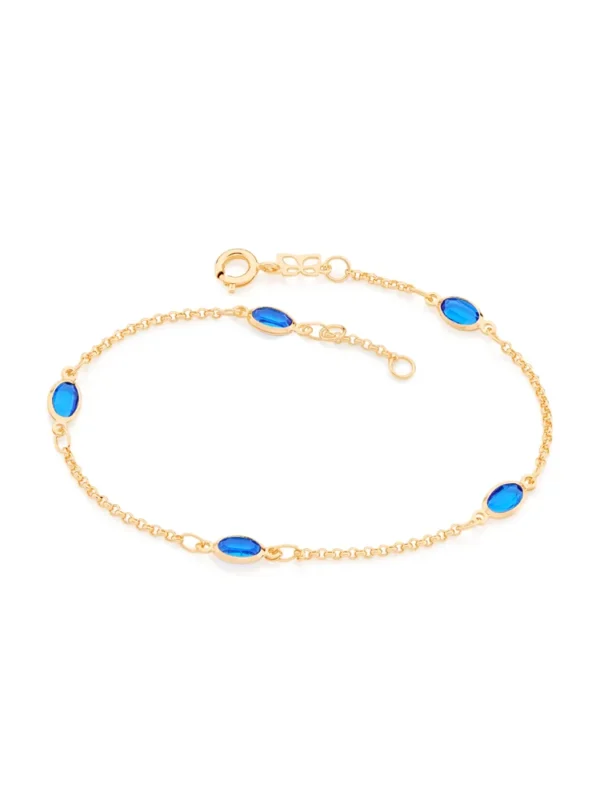 Rommanel PULSEIRA BANHADA A OURO 18K COM CRISTAIS  AZUL - TAM.19