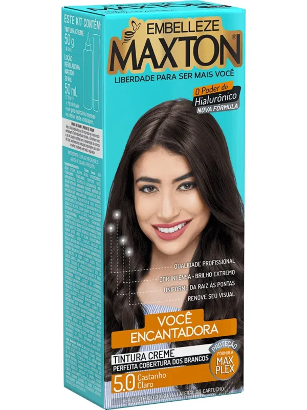 Tinta de Cabelo Maxton Você Mais Encantadora Castanho Claro 5.0 KIT_E