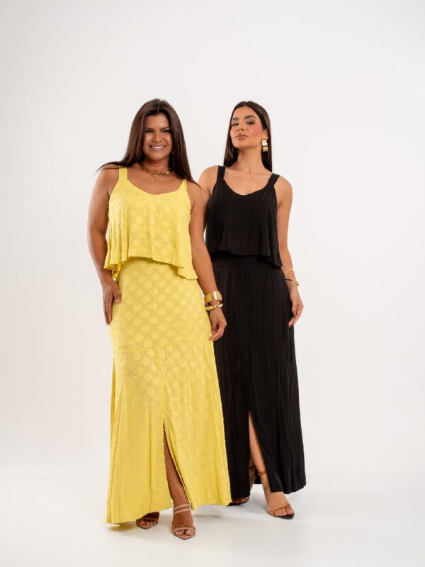Conjunto Raio Dourado Lori Luxo -Saia e Blusinha