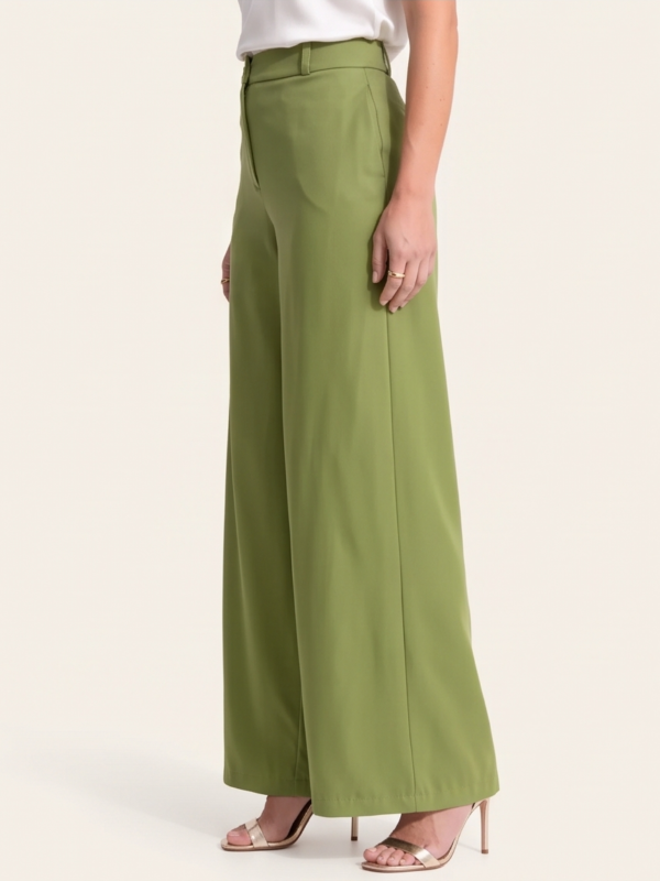 Quintess - Calça Verde em Crepe Plano - 3817 309