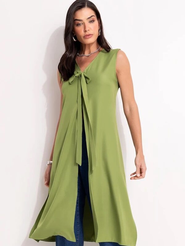 Quintess - Blusa Verde em Crepe Plano