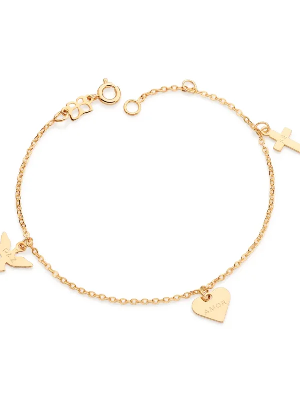 Rommanel - PULSEIRA PAZ, AMOR E FÉ BANHADA A OURO 18K - TAM.19 5520411900