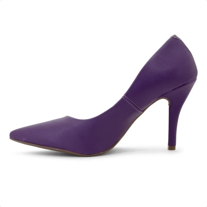 Scarpin Vizzano Salto Alto Bico Fino - Roxo - Imagem 5