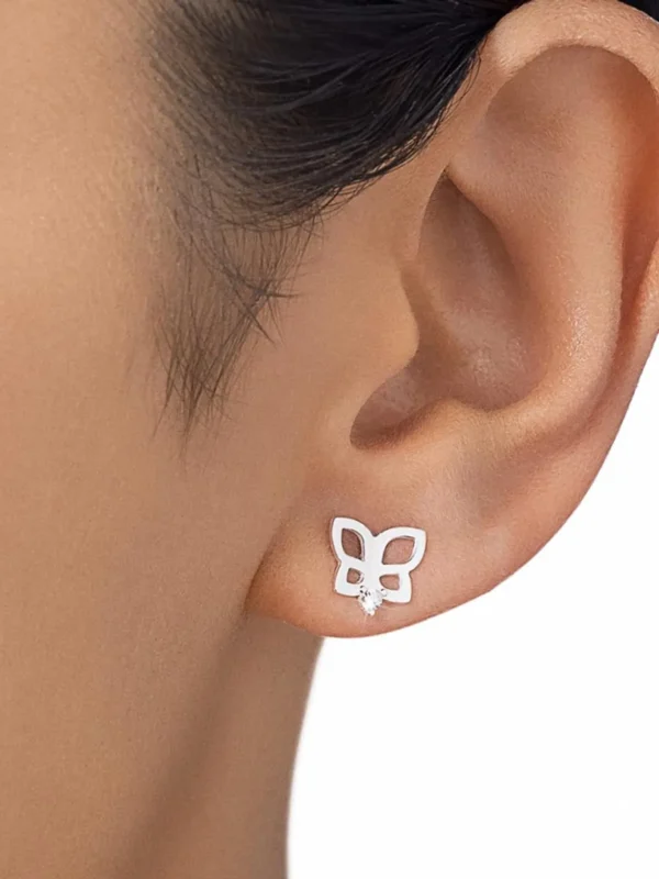 Brinco Rommanel Prata 925 Borboleta Zircônia 820257