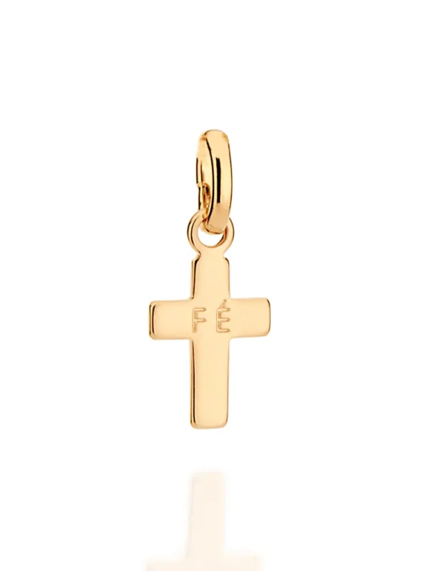 Rommanel - PINGENTE CRUZ FÉ BANHADO A OURO 18K - TAM.ÚNICO 542657