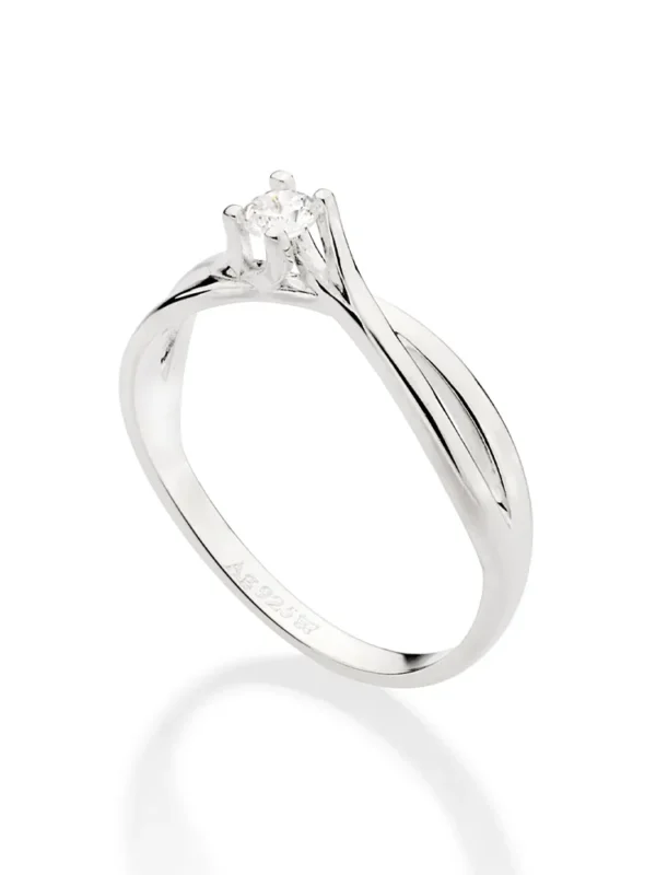 ANEL SOLITÁRIO DE PRATA 925 COM ZIRCÔNIA